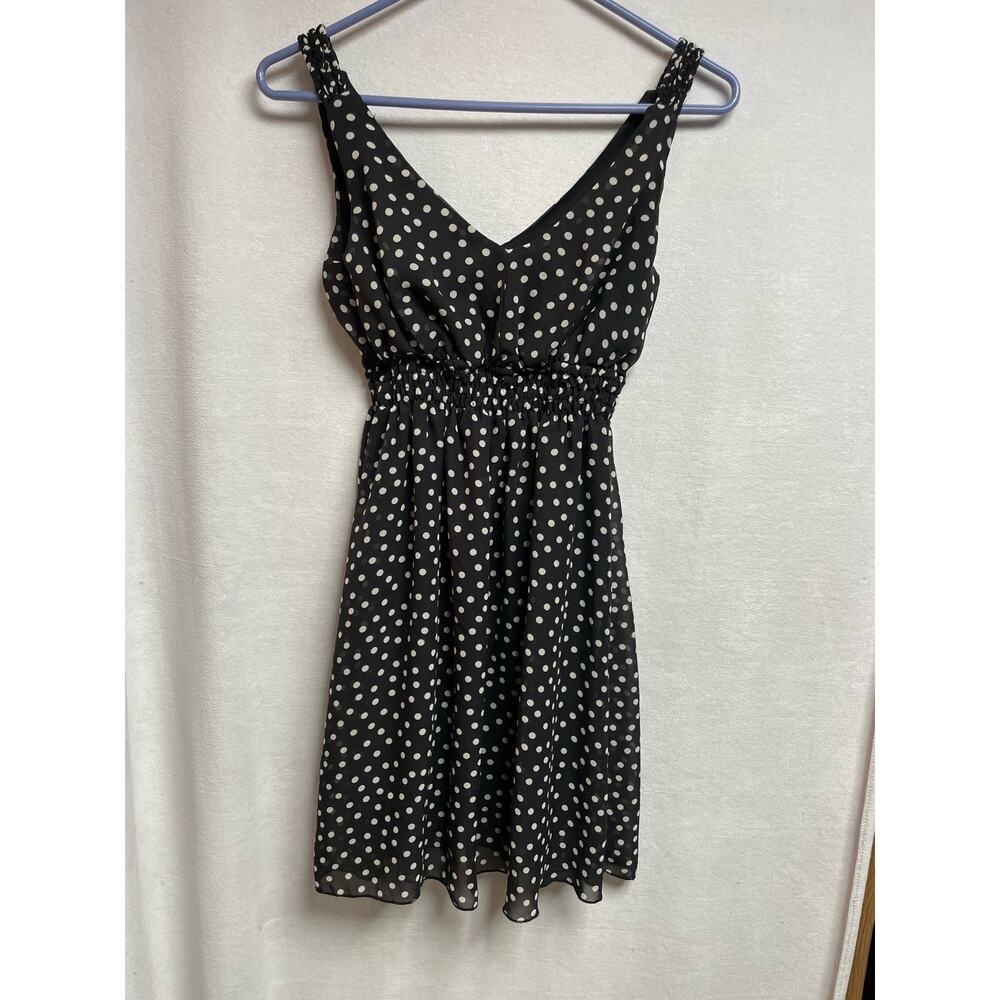 Charlotte Russe womens black white coquette polka dotted fitted XS whimsical